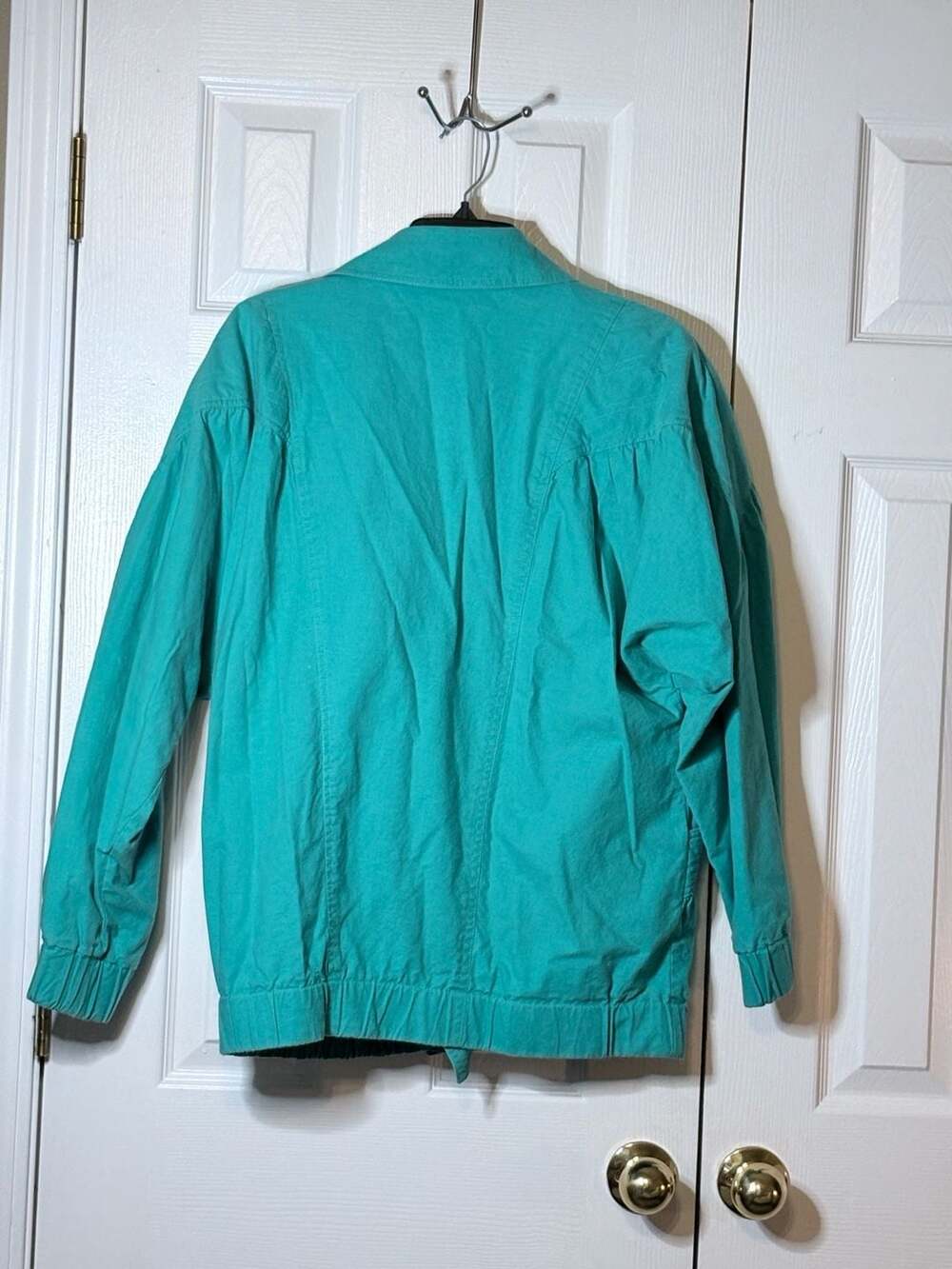 Vintage Lifestyles by Mulberry Street Teal Cotton Bomber Jacket Size M item 253 - Picture 8 of 8